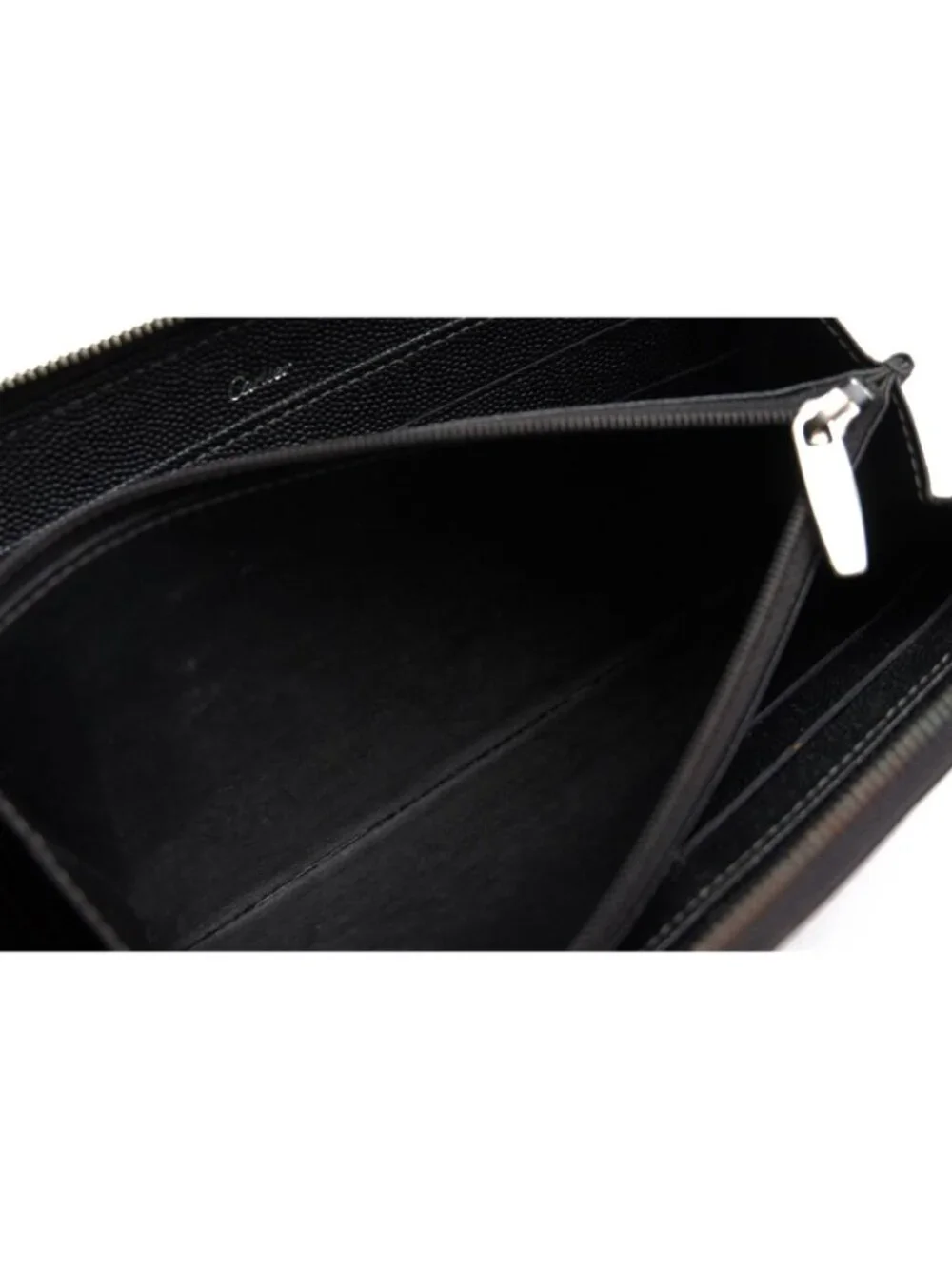 Cartier Wallet Leather Black Santos Coin Purse Round Zip Around